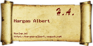 Hargas Albert névjegykártya